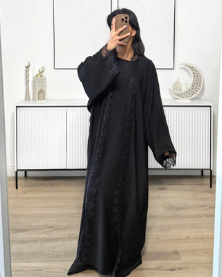 Ensemble abaya kimono dentelle