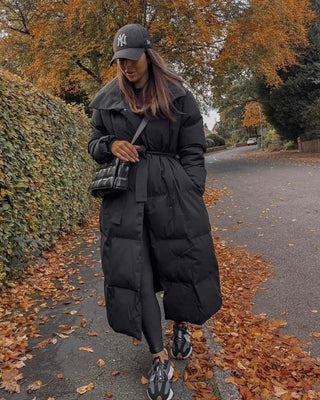 Doudoune avec ceinture Noire – dressbymeryem - Main Image