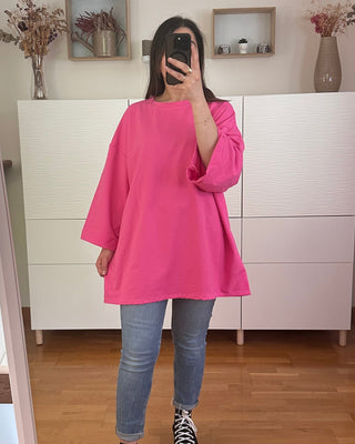 Tshirt oversize en coton fushia