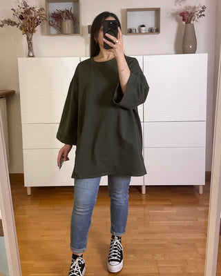 Tshirt oversize en coton kaki